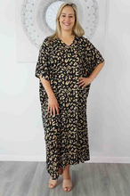 Load image into Gallery viewer, Long Kaftan Dress Walnut Print