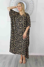 Load image into Gallery viewer, Long Kaftan Dress Walnut Print