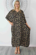 Load image into Gallery viewer, Long Kaftan Dress Walnut Print