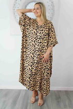 Load image into Gallery viewer, Long Kaftan Dress Walnut Print
