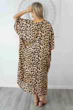 Load image into Gallery viewer, Long Kaftan Dress Walnut Print