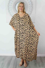 Load image into Gallery viewer, Long Kaftan Dress Walnut Print