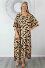 Load image into Gallery viewer, Long Kaftan Dress Walnut Print