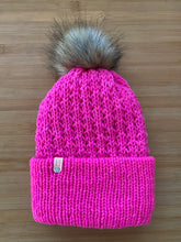 Load image into Gallery viewer, Handmade Lace Knit Beanie with Removable Pom
