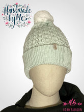 Load image into Gallery viewer, Handmade Lace Knit Beanie with Removable Pom

