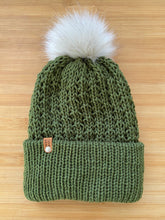 Load image into Gallery viewer, Handmade Lace Knit Beanie with Removable Pom
