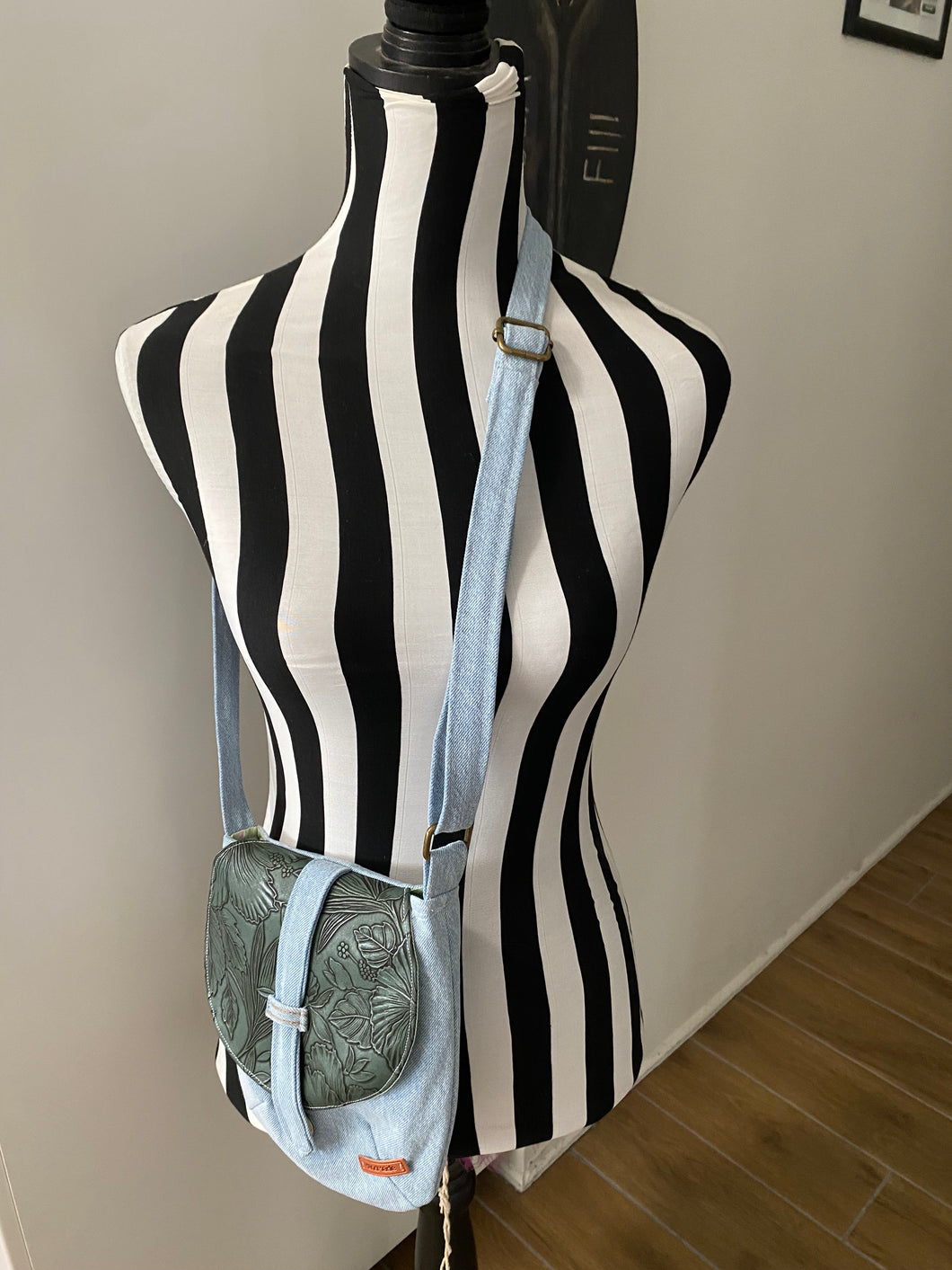 Hand Made Recycled Denim Crossbody Bag
