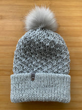 Load image into Gallery viewer, Handmade Lace Knit Beanie with Removable Pom
