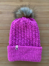 Load image into Gallery viewer, Handmade Lace Knit Beanie with Removable Pom
