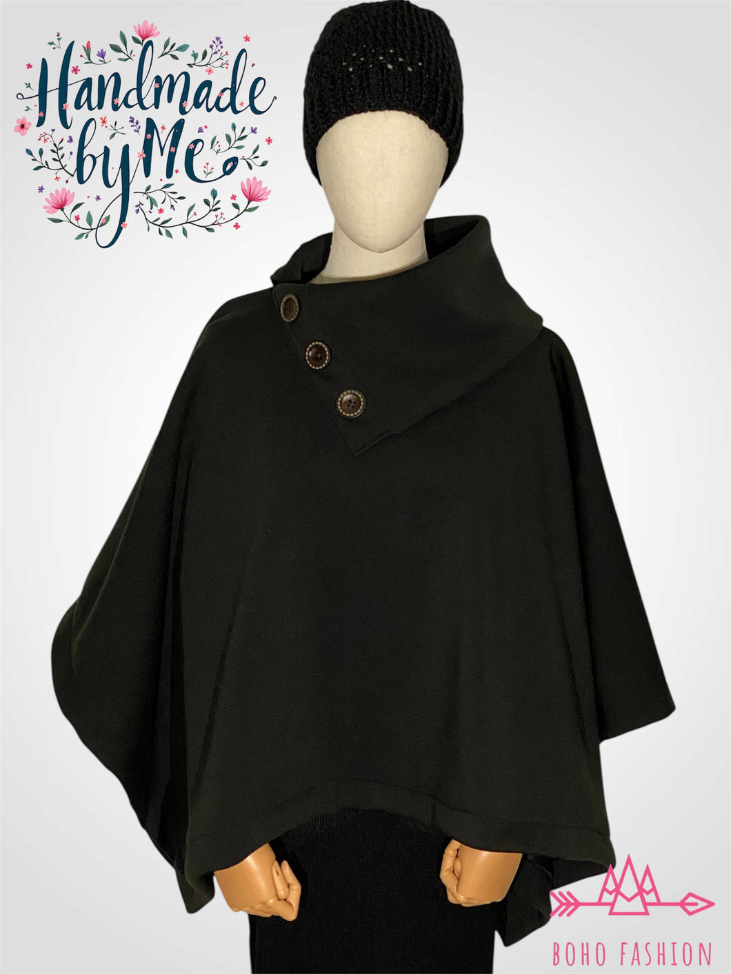 Handmade Sports Fleece Poncho - Plain