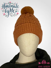 Load image into Gallery viewer, Handmade Lace Knit Beanie with Removable Pom
