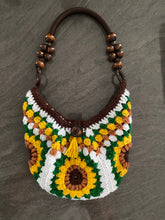 Load image into Gallery viewer, Hand Crochet Boho Sunflower Shoulder Bag
