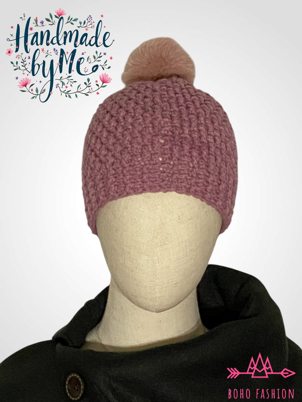 Handmade Crochet Beanie with Removable Pom