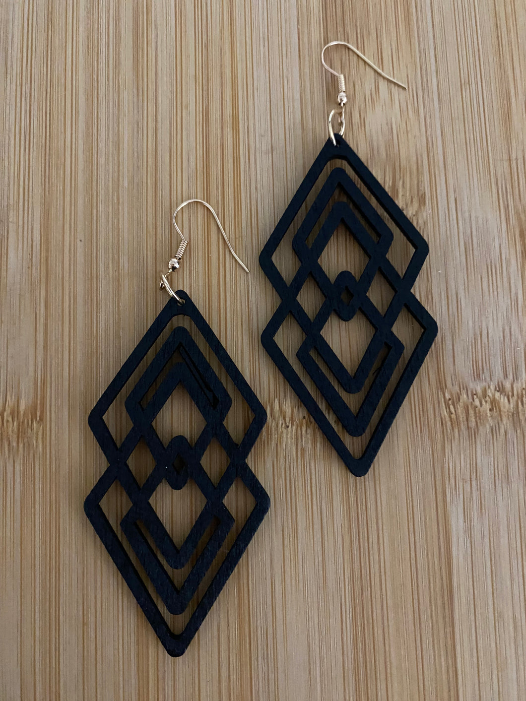 Handcrafted African Wooden Drop Earrings - Deco