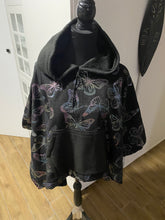 Load image into Gallery viewer, Handmade Polar Fleece Poncho - Butterfly Foil Print
