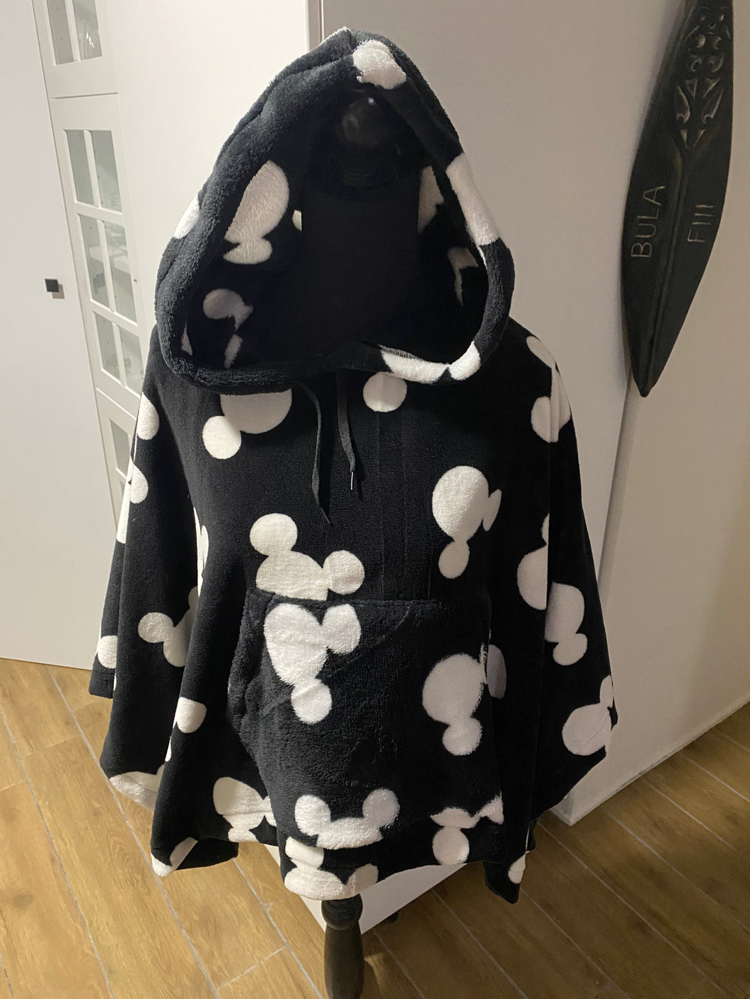 Handmade Coral Fleece Poncho - Mouse Print
