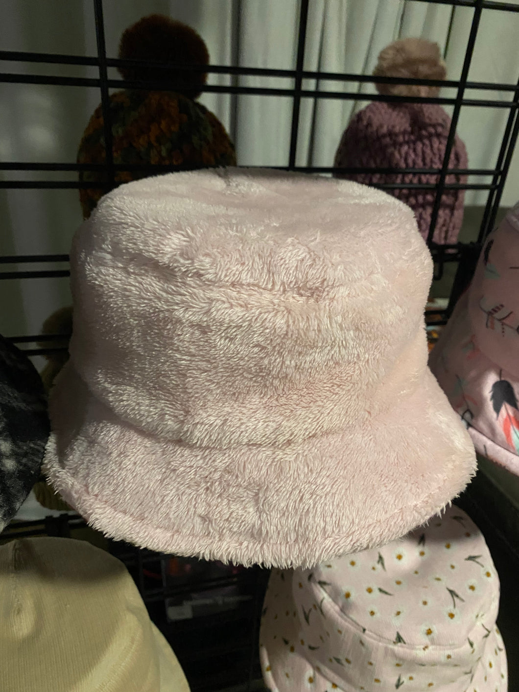 Handmade Winter Bucket Hat - Coral Fleece