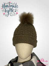 Load image into Gallery viewer, Handmade Lace Knit Beanie with Removable Pom

