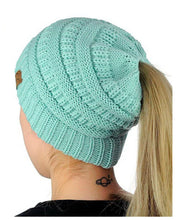 Load image into Gallery viewer, Knitted Beanie with Ponytail Hole
