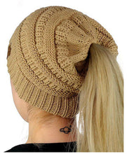 Load image into Gallery viewer, Knitted Beanie with Ponytail Hole
