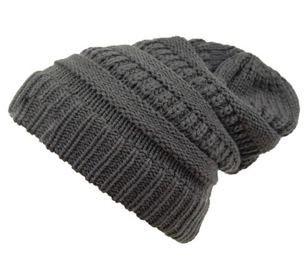 Knitted Beanie with Ponytail Hole