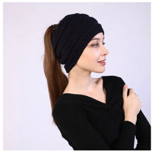 Load image into Gallery viewer, Knitted Beanie with Messy Bun Hole
