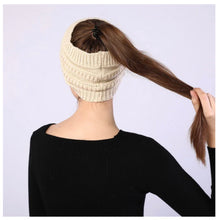 Load image into Gallery viewer, Knitted Beanie with Messy Bun Hole
