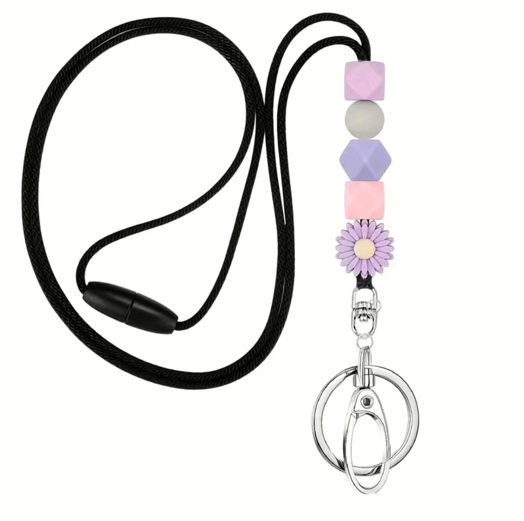 Beaded Teacher/Cruise Lanyard - Daisy