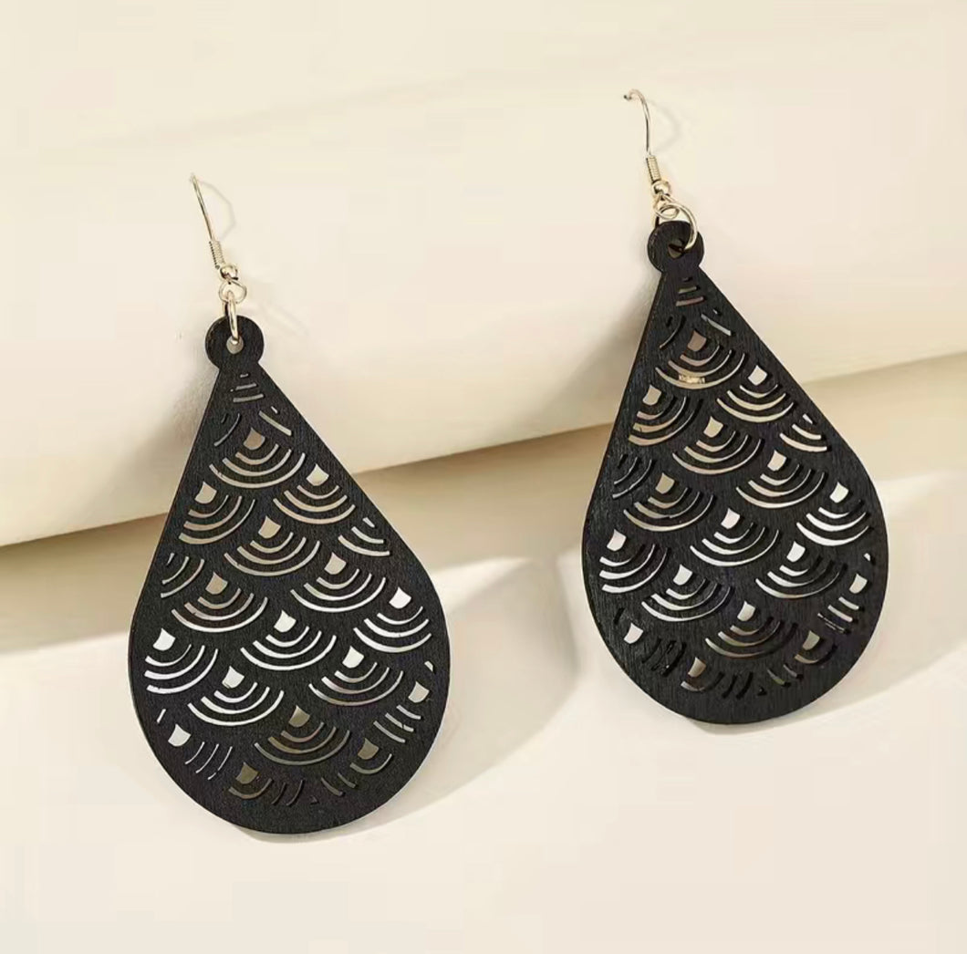 Handcrafted African Wooden Drop Earrings - Drop