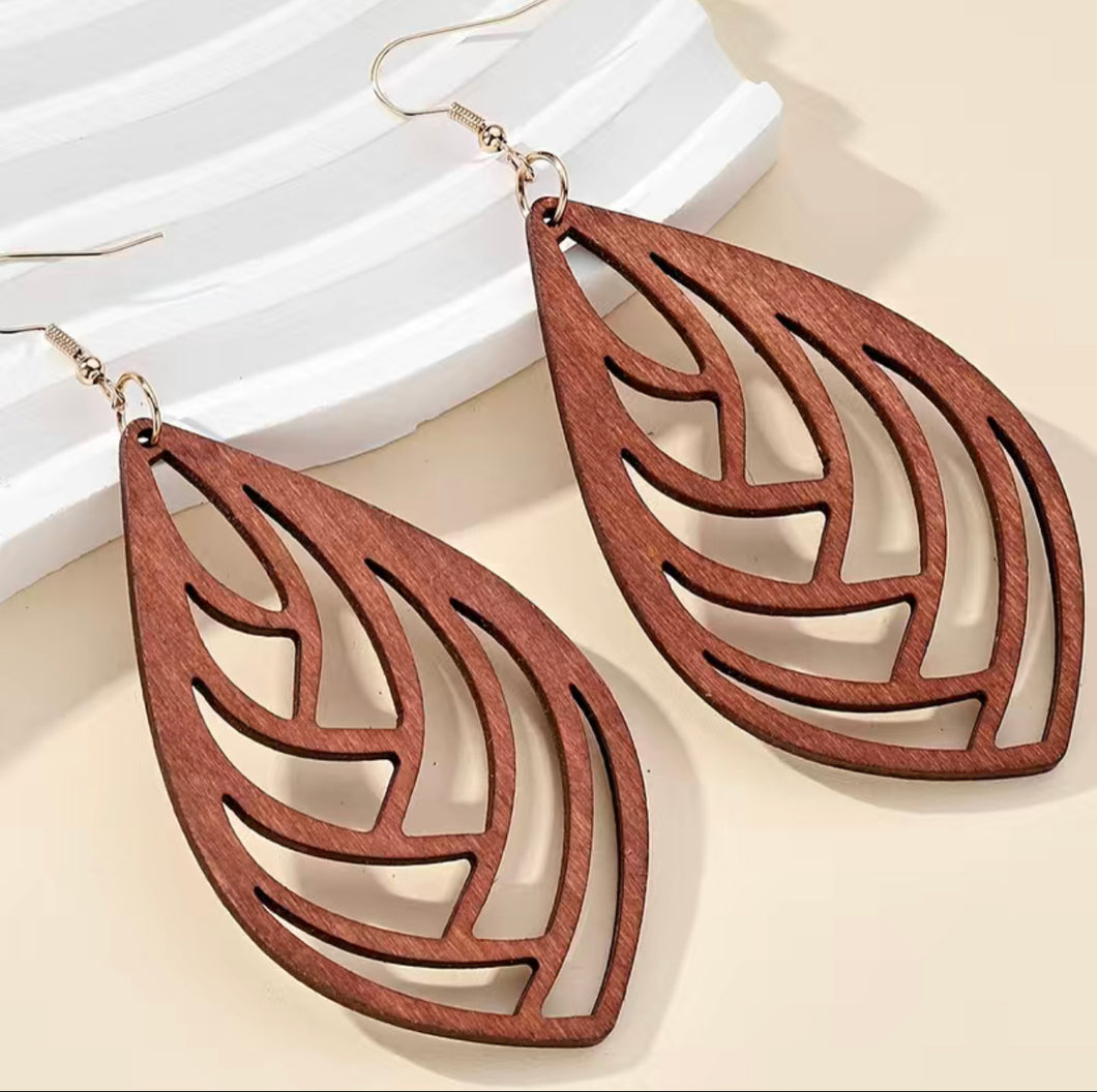 Handcrafted African Wooden Drop Earrings - Drop