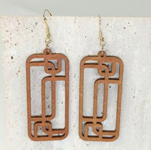 Load image into Gallery viewer, Handcrafted African Wooden Drop Earrings - Cubed
