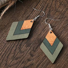 Load image into Gallery viewer, Handcrafted African Wooden Drop Earrings - Diamond
