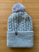 Load image into Gallery viewer, Handmade Lace Knit Beanie with Removable Pom
