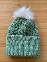 Load image into Gallery viewer, Handmade Lace Knit Beanie with Removable Pom
