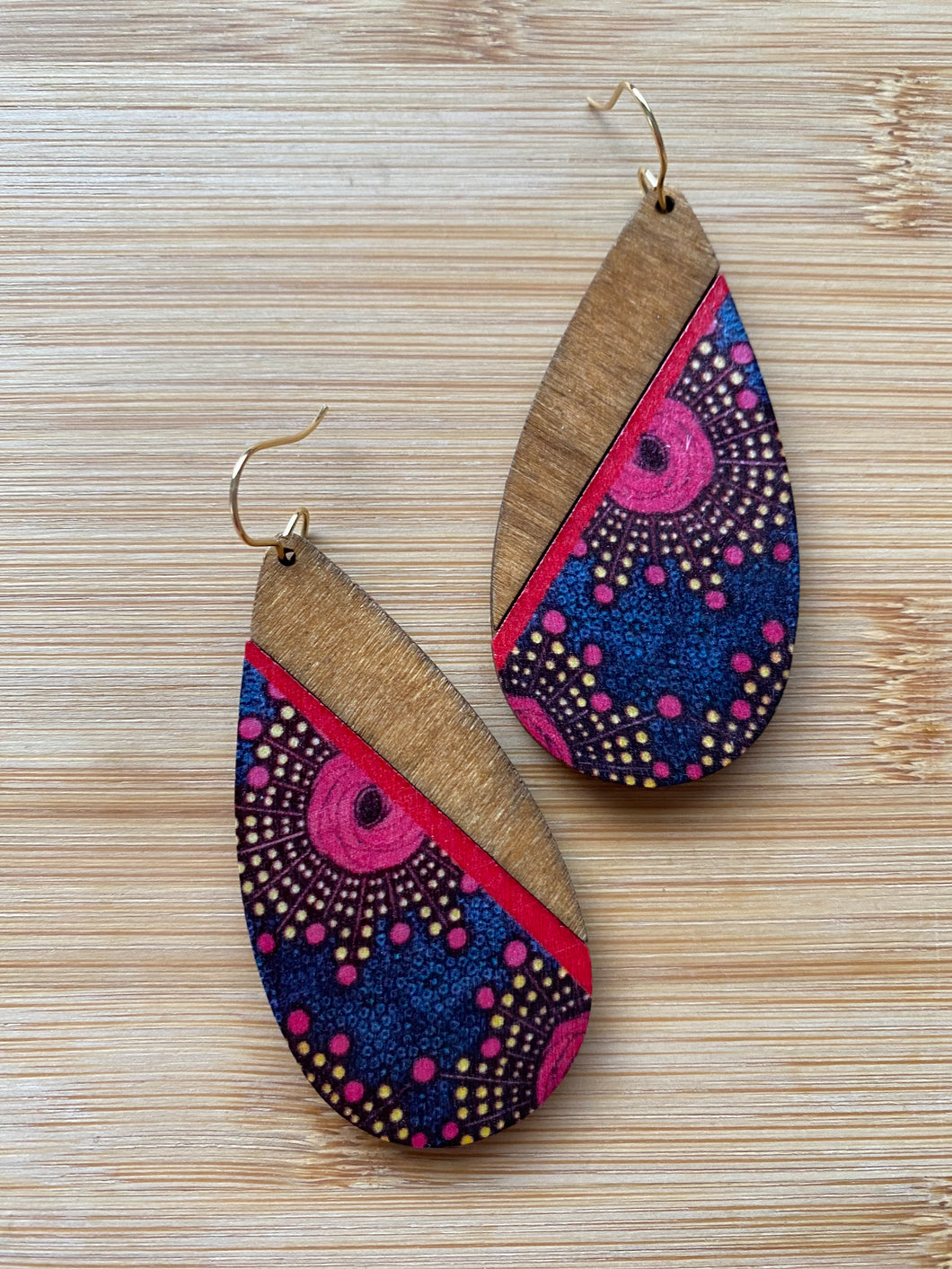 Handcrafted African Colourful Wooden Drop Earrings