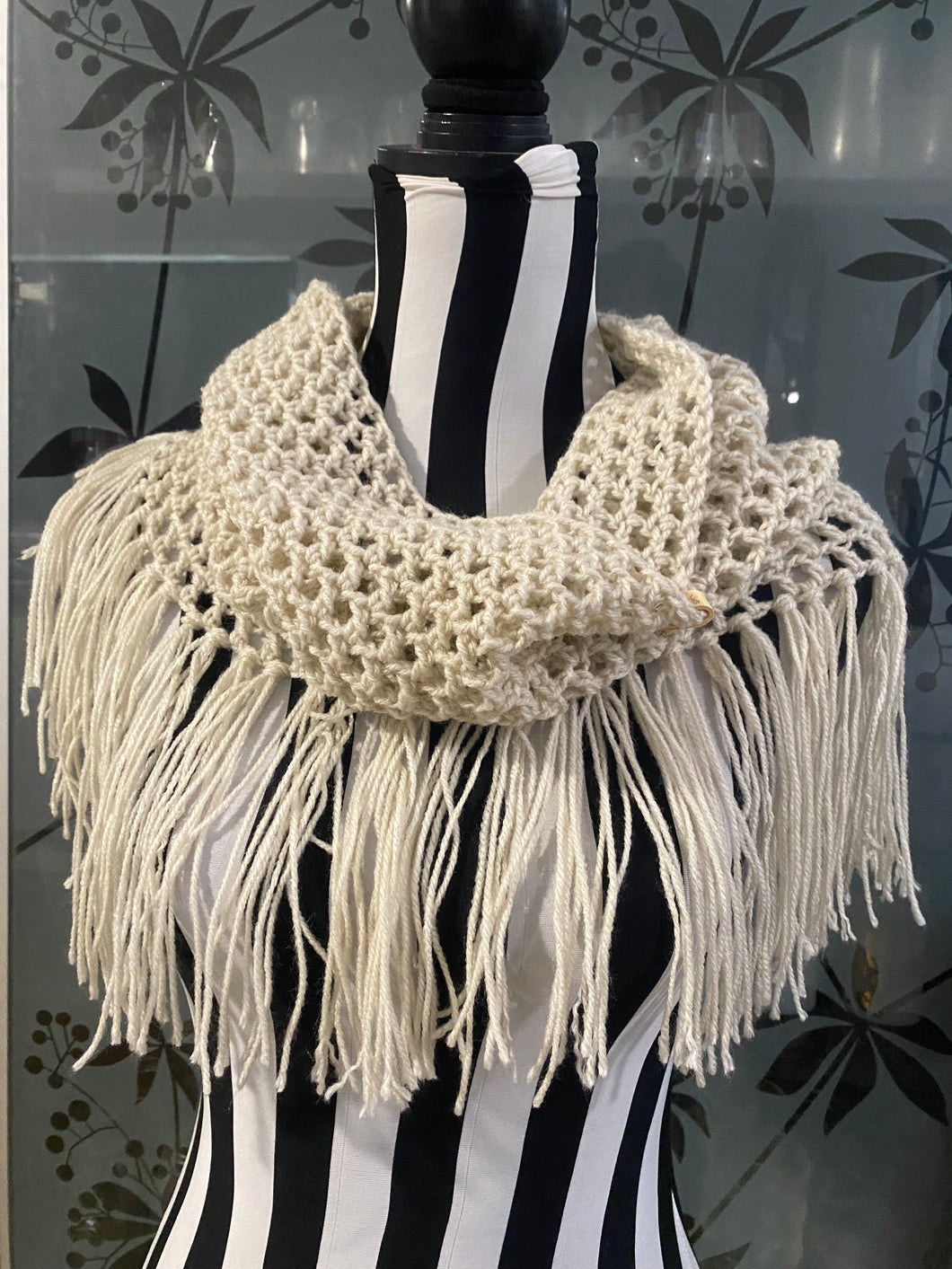 Hand Crochet Fringe Cowl