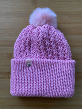 Load image into Gallery viewer, Handmade Lace Knit Beanie with Removable Pom
