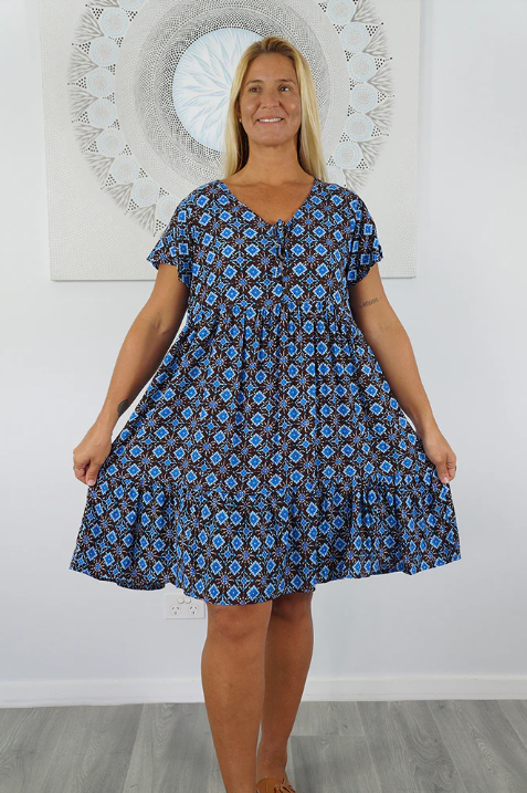 Kiki Baby Doll Dress Snowflower Print