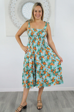 Load image into Gallery viewer, 3/4 Tie Up Smock Dress Nanas Print
