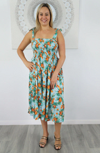 Load image into Gallery viewer, 3/4 Tie Up Smock Dress Nanas Print
