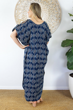 Load image into Gallery viewer, Cold Shoulder Mykonos Dress Katmandu Print
