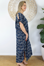 Load image into Gallery viewer, Cold Shoulder Mykonos Dress Katmandu Print
