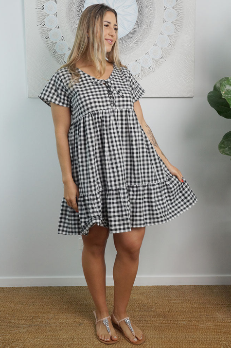 Kiki Baby Doll Dress Gingham Print