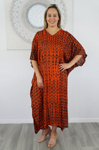 Load image into Gallery viewer, Long Kaftan Dress Crackle Tie Dye Print
