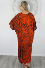 Load image into Gallery viewer, Long Kaftan Dress Crackle Tie Dye Print
