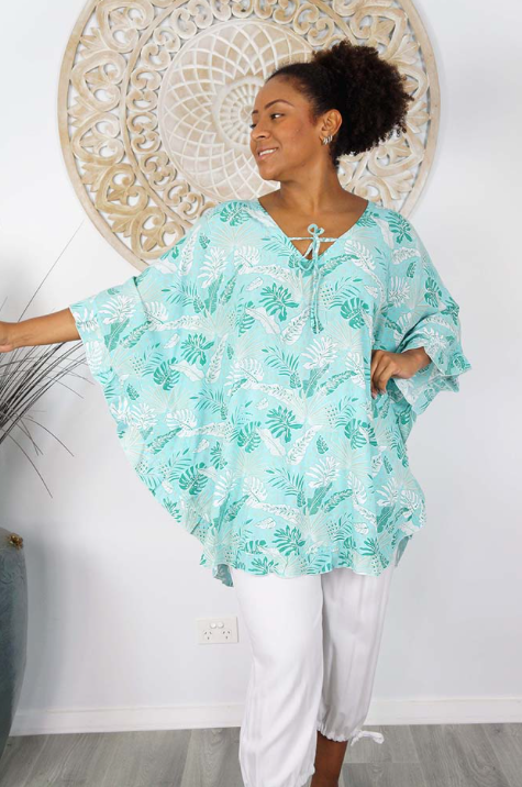 Jasmine Top Tropical Leaves Print