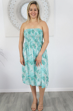 Load image into Gallery viewer, Short Smock Dress Tropical Leaves Print
