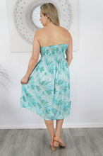 Load image into Gallery viewer, Short Smock Dress Tropical Leaves Print
