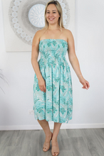 Load image into Gallery viewer, Short Smock Dress Tropical Leaves Print
