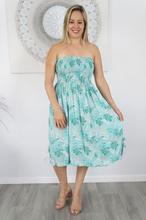 Load image into Gallery viewer, Short Smock Dress Tropical Leaves Print
